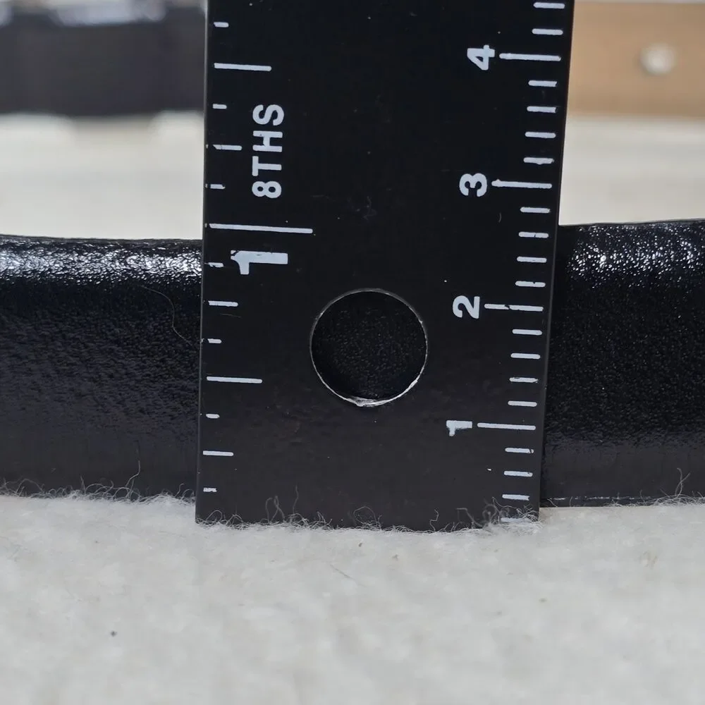 Vintage Millennium Black Leather Belt Large Two-tone Hardware 1998 - Picture 7 of 7